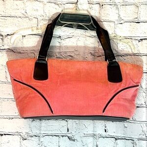 ⭐️ Estée Lauder Pink corduroy zip closeup hand beach bag satchel purse w/handles